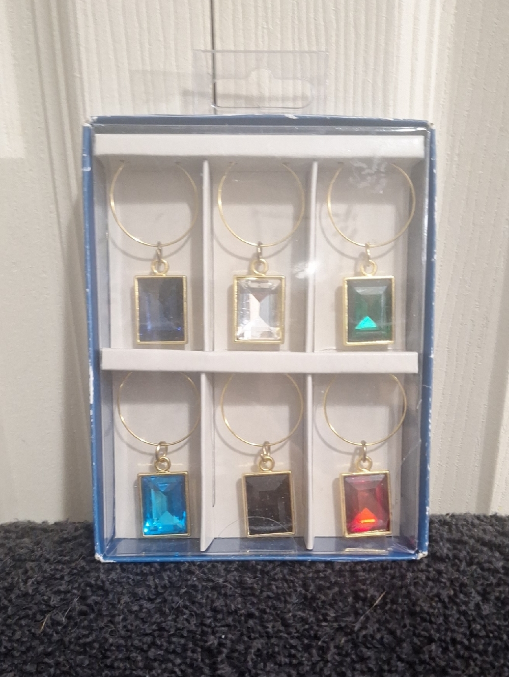 Pier 1 Set of 6 Rectangular Gem Glass Charms - Multicolor
